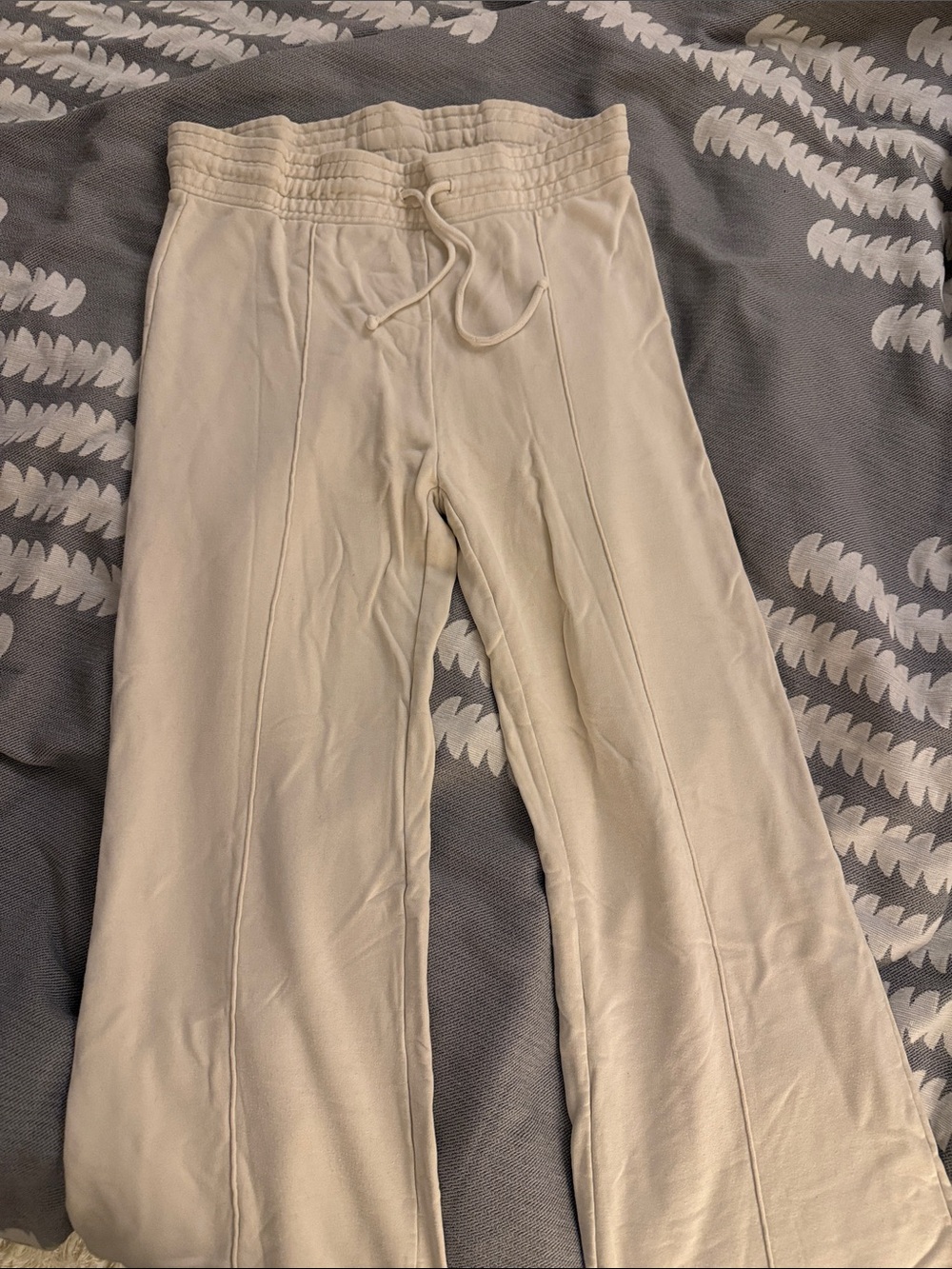 Free People Cream Wide-Leg Track Joggers